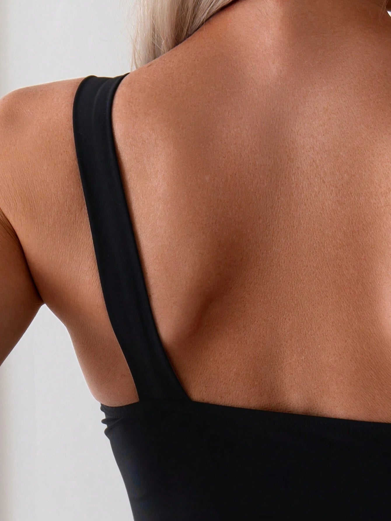 Swim Basics Solid Color One Shoulder Slim Fit One-Piece Swimsuit for Swimming, Vacation, Summer Beach