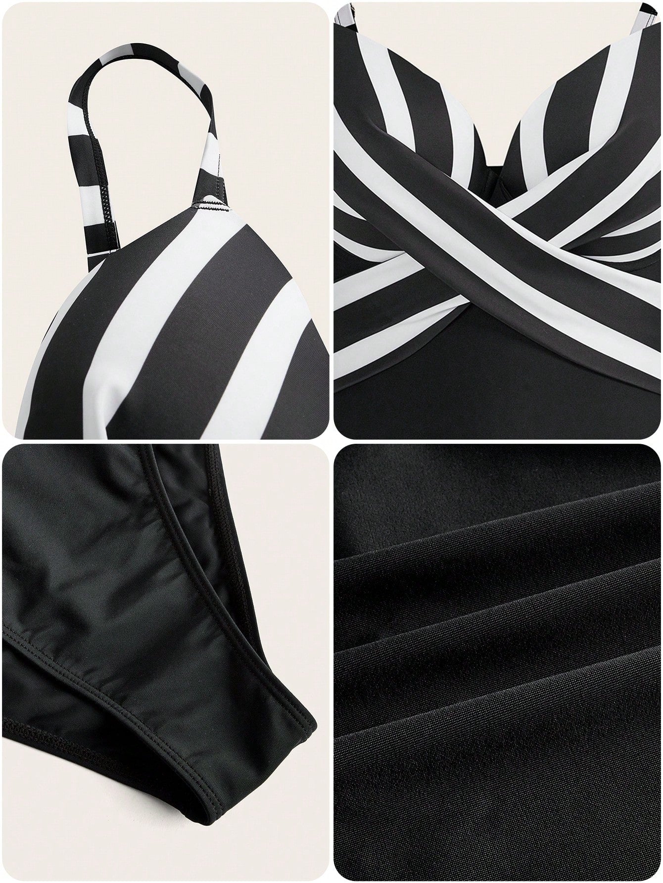 Swim Striped Print Twist Front Push up One Piece Swimsuit, for Summer Beach Vacation