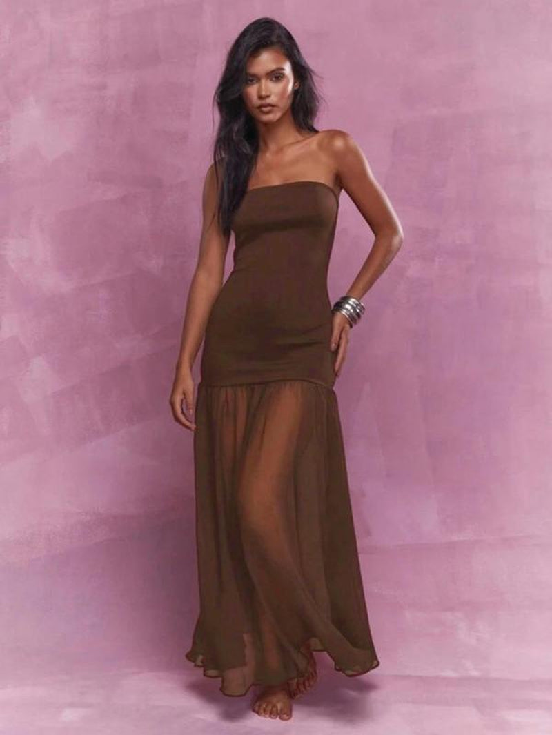 Women'S Solid Color Tube Dress, Elegant Fashion Casual Dress for Party Club Dating Wear, Women Dress for Summer