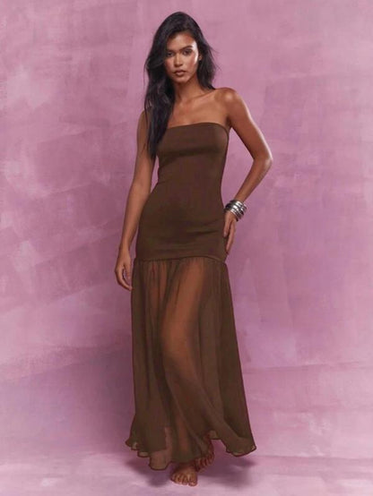 Women'S Solid Color Tube Dress, Elegant Fashion Casual Dress for Party Club Dating Wear, Women Dress for Summer