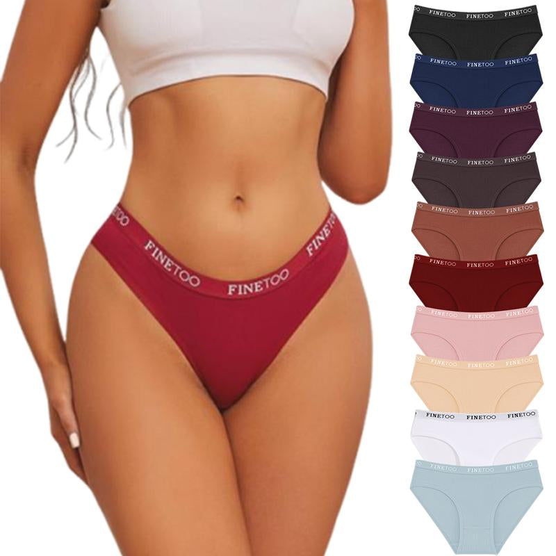 FINETOO 10PCS Cotton Hipster Panties for Women Sweet Ladies Full Coverage Stretch Bikinis Comfortable Bridal Briefs S-XL Womenswear High Elastic