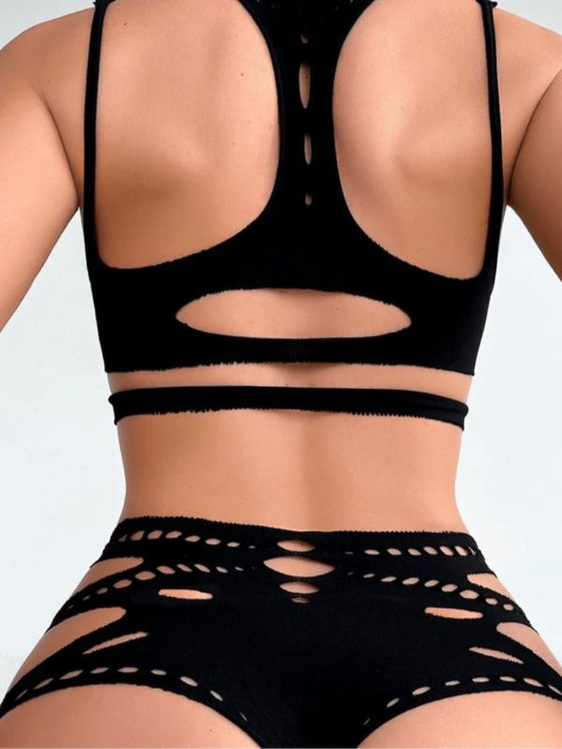 2 Piece Wireless Corset Hot Sexy Lingerie Collection for Summer: Corsets, Fishnet See-Through Bikinis and Ripped Hot Pants（High Elasticity Suitable for Weight 40-90Kg）