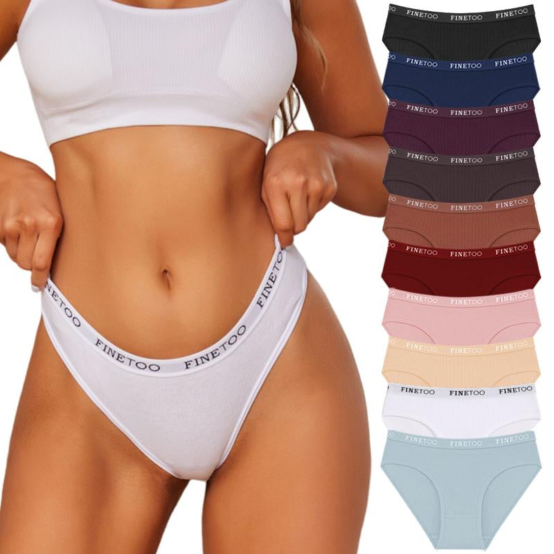 FINETOO Unite Store 10PCS Cotton Hipster Panties for Women Sweet Ladies Full Coverage Stretch Bikinis Comfortable Bridal Briefs S-XL High Elastic Womenswear