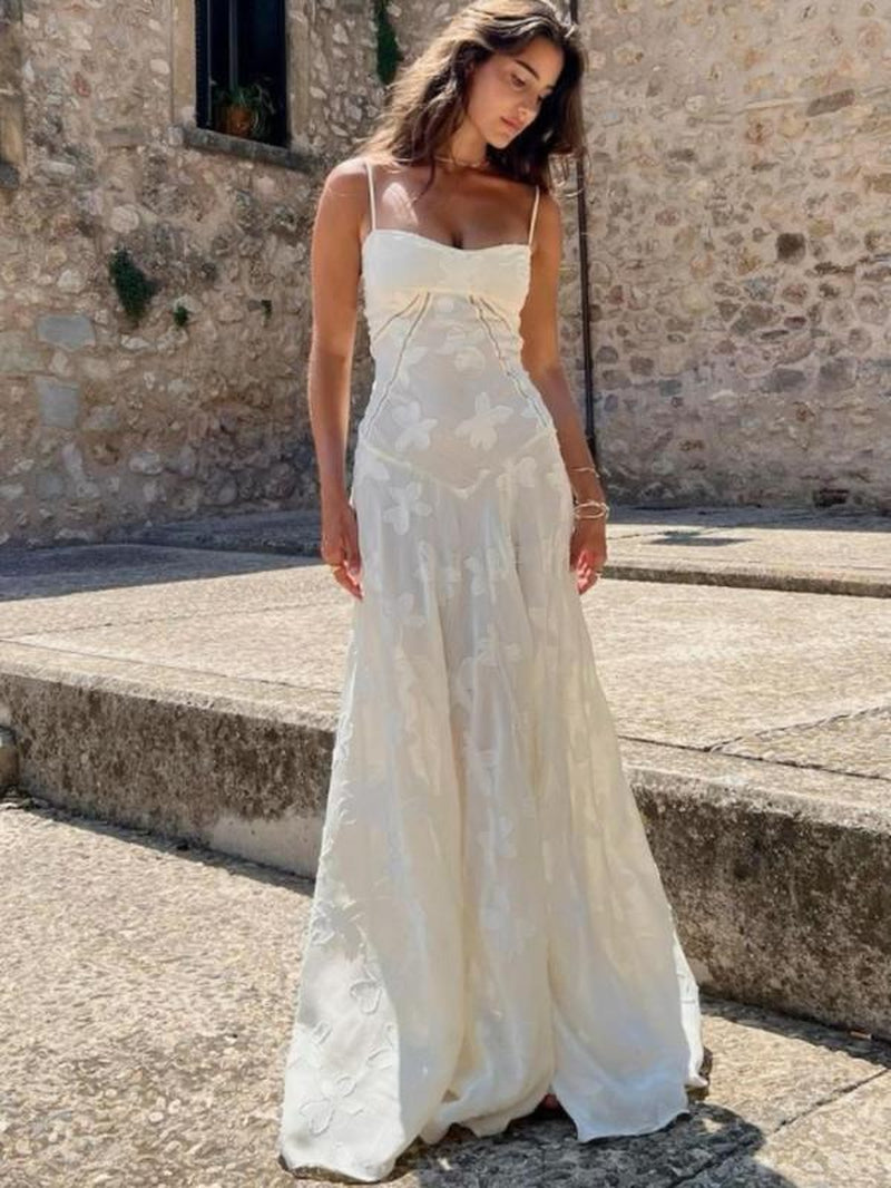 2025 Summer Women'S Lace-Up Cami Dress – Elegant Sleeveless Design for Weddings & Special Occasions, Romantic & Feminine Guest Outfit, Lightweight & Breathable Summer Essential