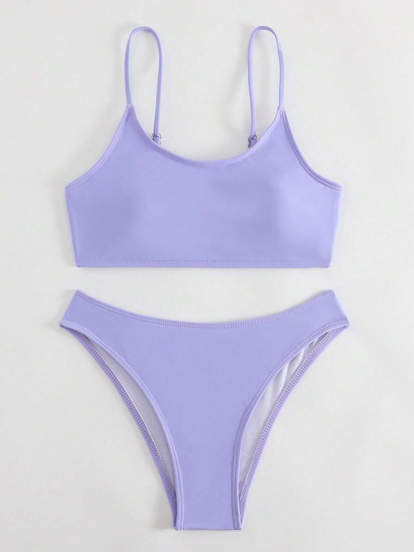 Swim Summer Beach Plain High Cut Bikini Set