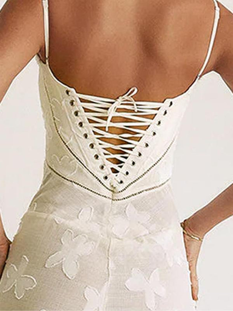 2025 Summer Women'S Lace-Up Cami Dress – Elegant Sleeveless Design for Weddings & Special Occasions, Romantic & Feminine Guest Outfit, Lightweight & Breathable Summer Essential