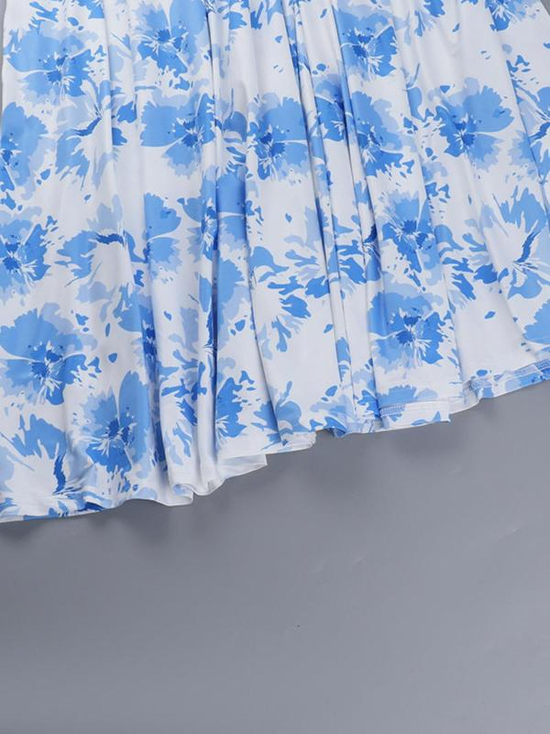 Women Sexy Sleeveless Hollow Out Printed Cami Long Dresses for Party