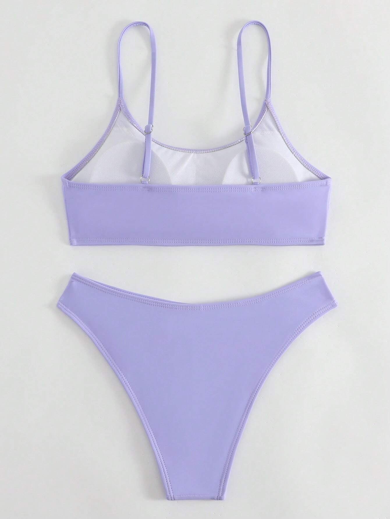 Swim Summer Beach Plain High Cut Bikini Set