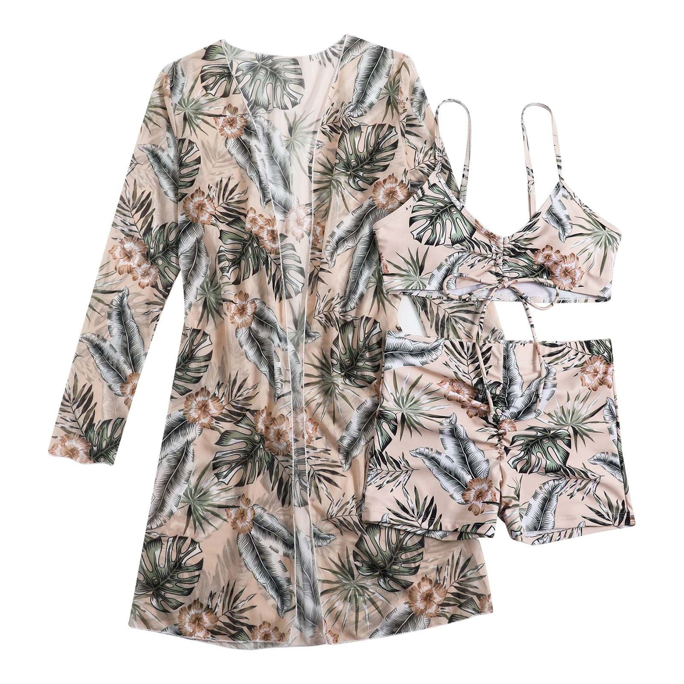 Bikini Tops for Women No Boundaries,Womens Three Piece High Waist Long Sleeve Cover-Up Separate Swimsuit Set, Swimsuits for Women 2 Piece