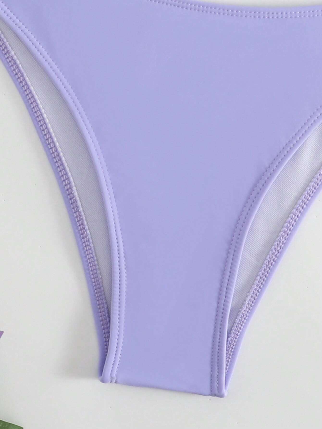 Swim Summer Beach Plain High Cut Bikini Set