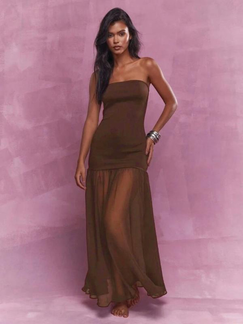 Women'S Solid Color Tube Dress, Elegant Fashion Casual Dress for Party Club Dating Wear, Women Dress for Summer