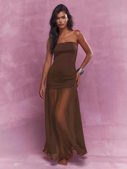 Women'S Solid Color Tube Dress, Elegant Fashion Casual Dress for Party Club Dating Wear, Women Dress for Summer