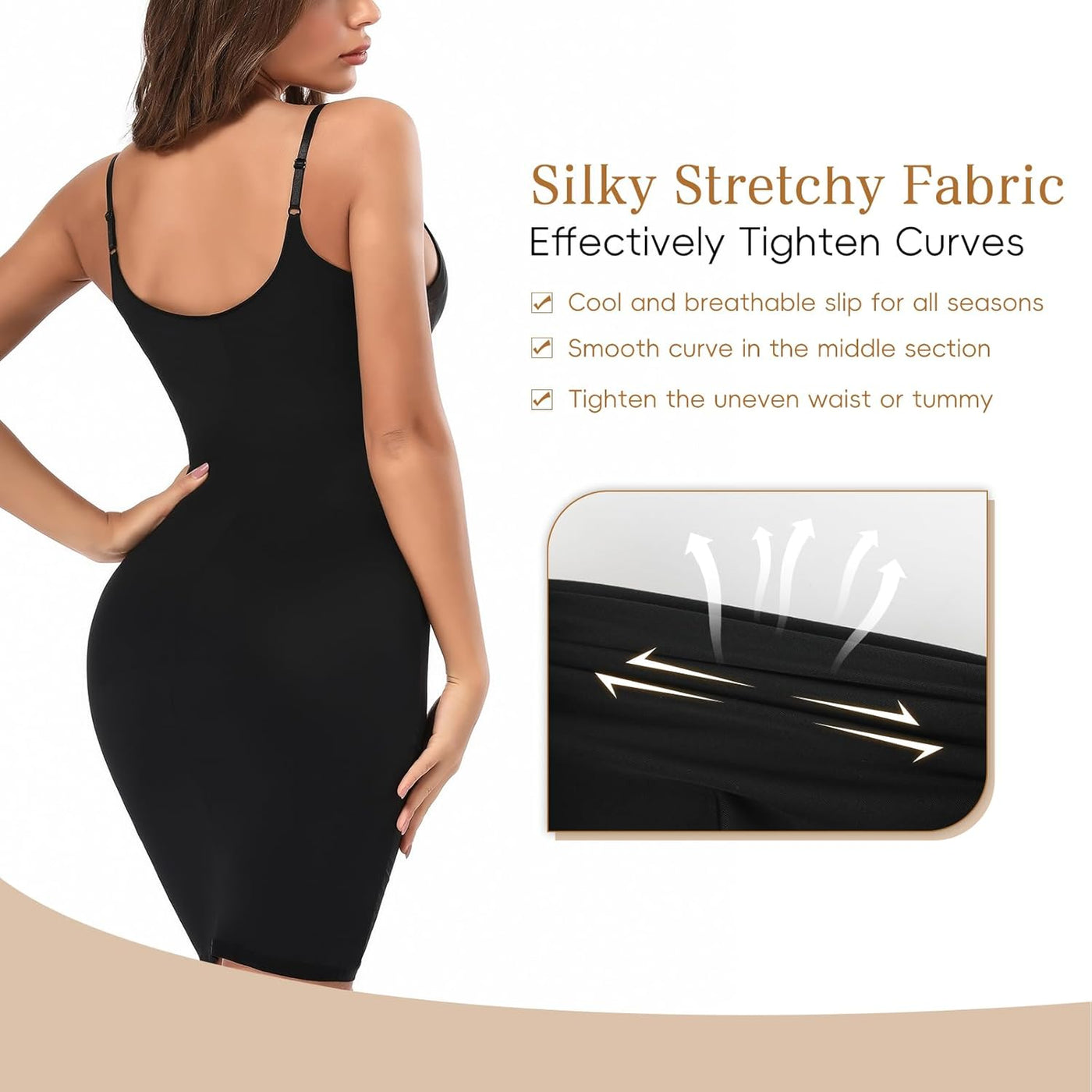 Women'S Full Slip for under Dresses Skirt Camisole Dress Slip Shapewear Deep V Slip Body Shaper