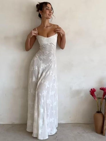 2025 Summer Women'S Lace-Up Cami Dress – Elegant Sleeveless Design for Weddings & Special Occasions, Romantic & Feminine Guest Outfit, Lightweight & Breathable Summer Essential