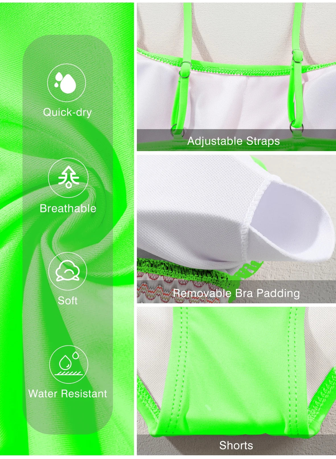 Bikinis for Women High Waisted Bathing Suits for Women Two Piece Tummy Control Swimsuits Adjustable Spaghetti Straps Bikini Swimwear Green M