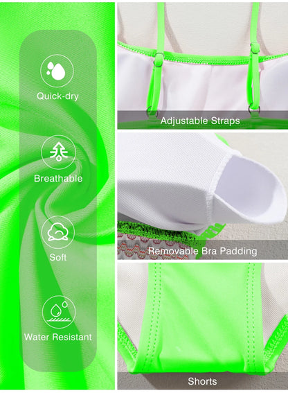 Bikinis for Women High Waisted Bathing Suits for Women Two Piece Tummy Control Swimsuits Adjustable Spaghetti Straps Bikini Swimwear Green M