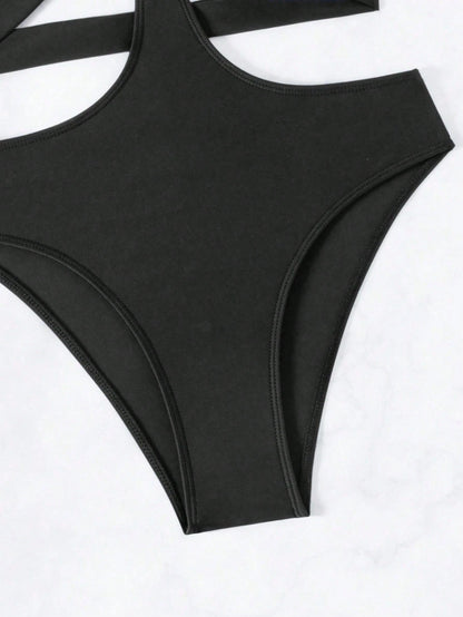 Swim Vcay Summer Beach One Piece Swimsuit with Hollow Out Design and Circle Decorations