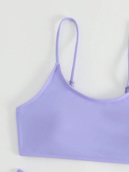 Swim Summer Beach Plain High Cut Bikini Set